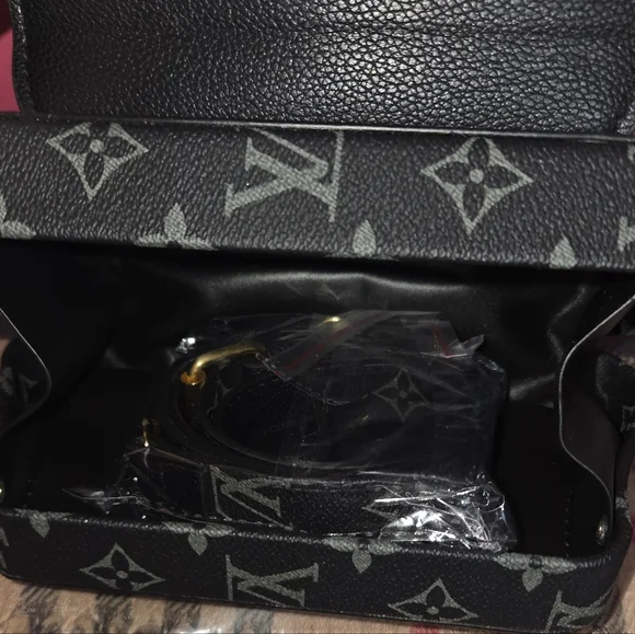 Monogram Pattern Mini Black Top-Handle Bag - Picture 2 of 10